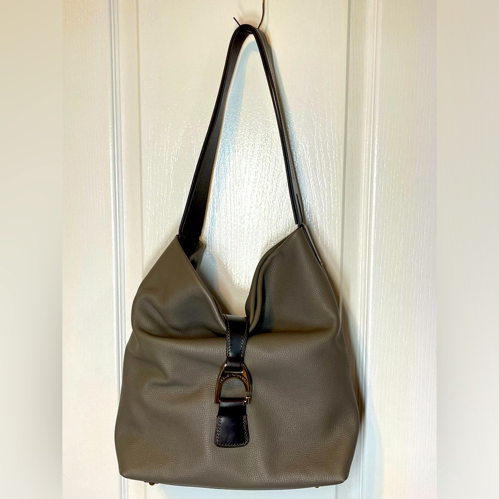 Dooney & Bourke Gray Derby Pebbled Leather Hobo Shoulder Bag